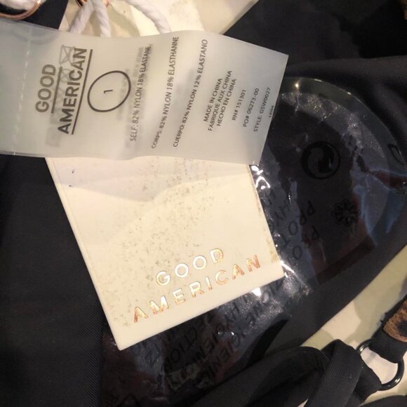 NWT GOOD AMERICAN Tanga Reversible Hi-Hi String Bikini Bottoms Black Leopard S - Picture 10 of 10